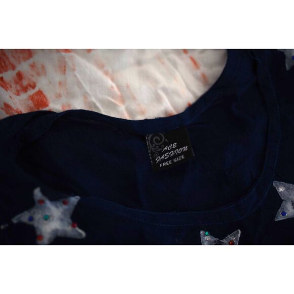 Free Size America USA Red White Blue Stars Stripe Tunic - Picture 2 of 9